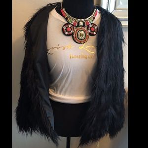 Black Fuzzy Faux Fur Jacket Size L